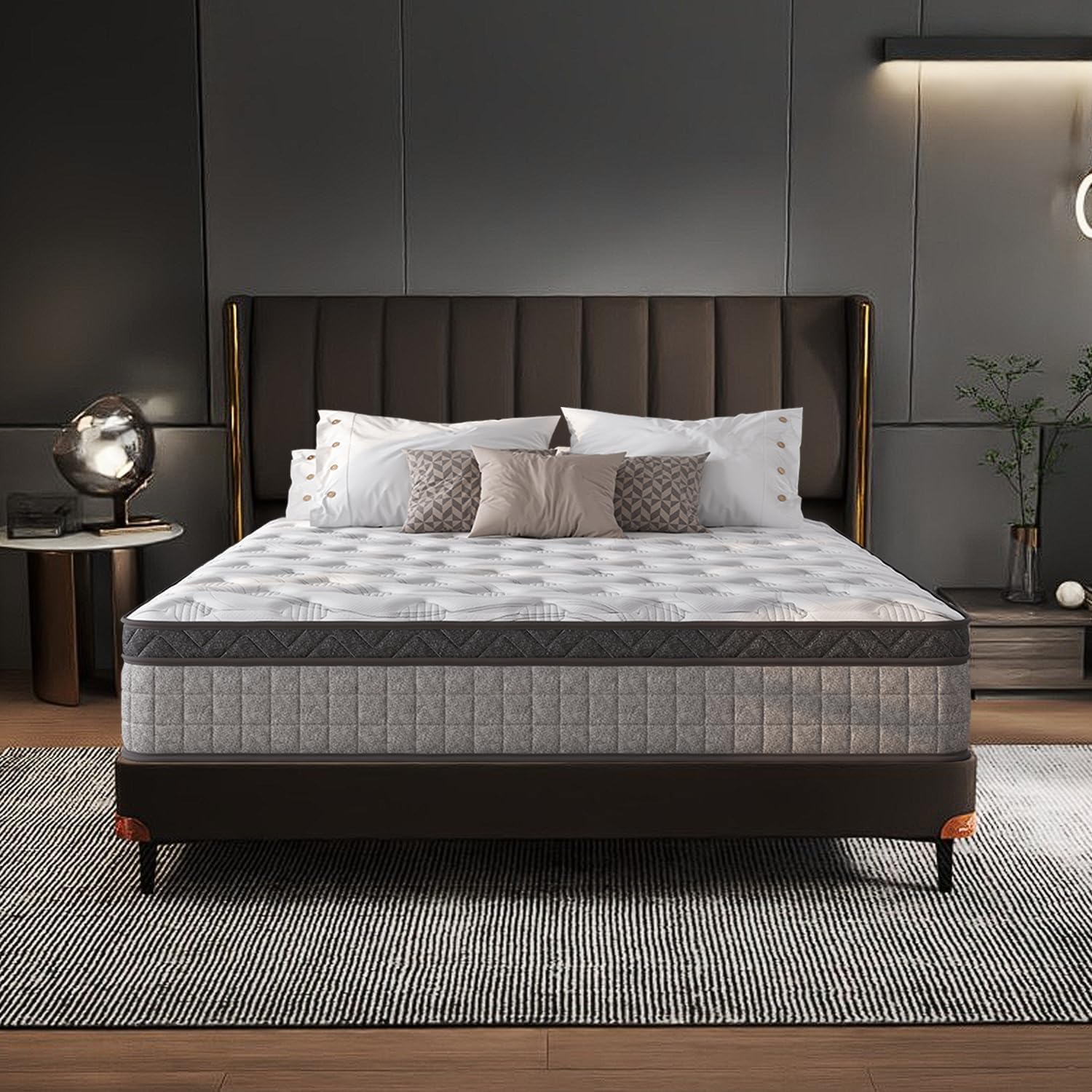 12'' Hybrid Mattress King with Memory Foam and Independent Springs, Cooling Gel Memory Foam Mattress, Deep Sleep Hybrid Mattress, Targeted Pressure Relief, Advanced Motion Isolation (12" King)