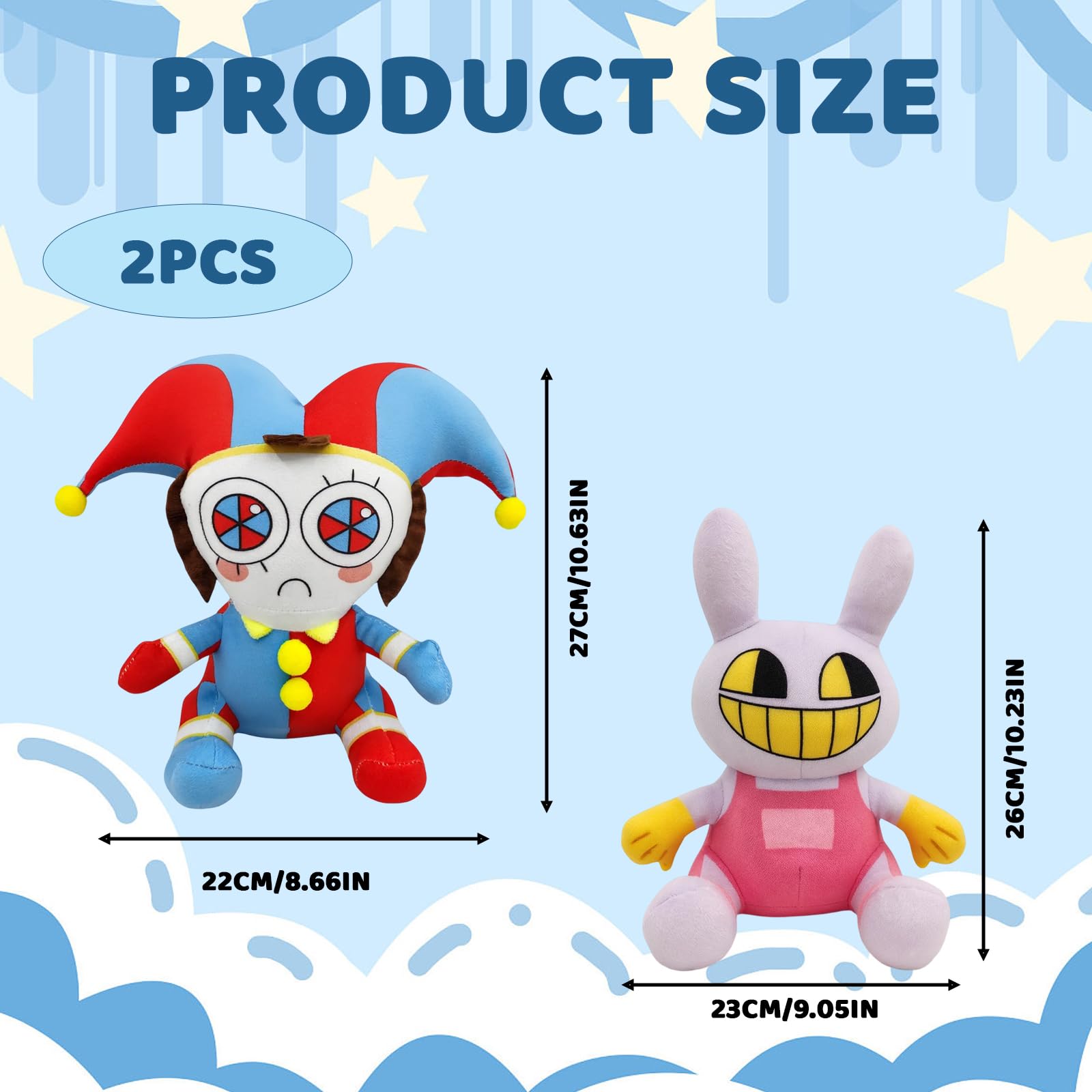 Circus Plush, 2PCS Set, Size: 27×22cm and 26×23cm, The Circus Plush Set, Soft and Cuddly Plush Toys, Perfect for Collectors and Fans - Image 2