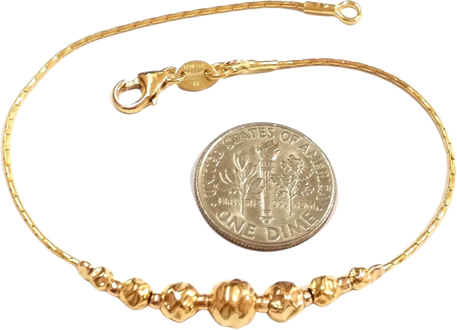 14kt Gold Filled Graduated Hammered Beads Anklet Made to your size