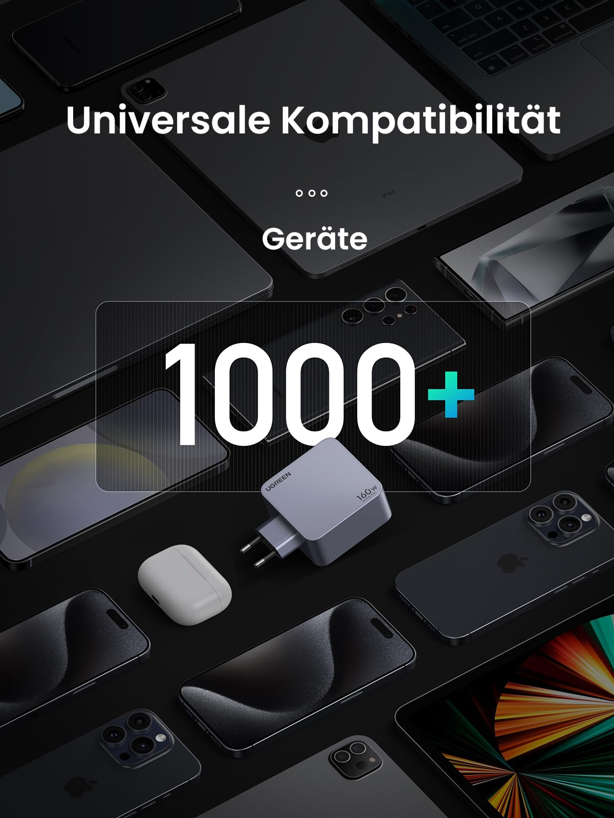 UGREEN USB C Ladegerät, Nexode Pro 160W GaN Charger Mini USB C Netzteil 4-Port Schnellladegerät PD3.1 kompatibel mit MacBook Pro/Air, iPad, iPhone 17 Pro Max, Galaxy S25 Ultra, S24, Dell XPS