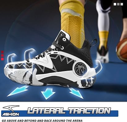 ASHION Boys' Basketball High Top Non-Slip Shoes