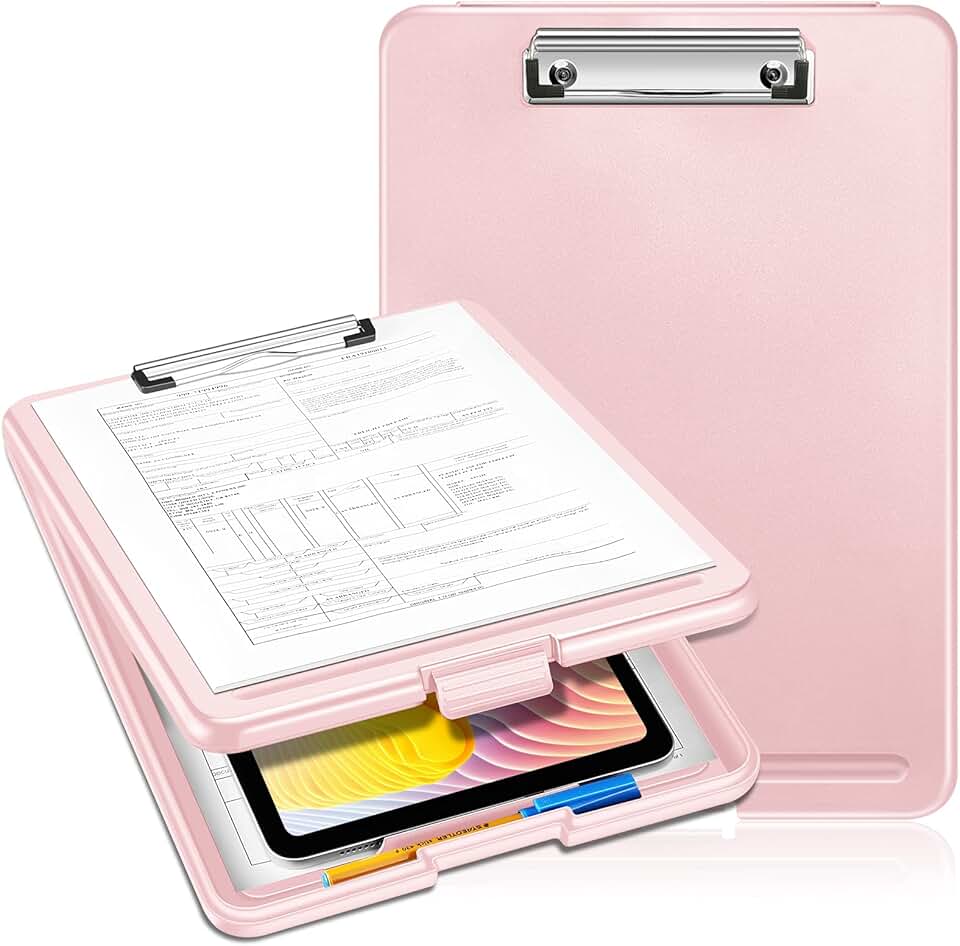 pink clipboard with storage