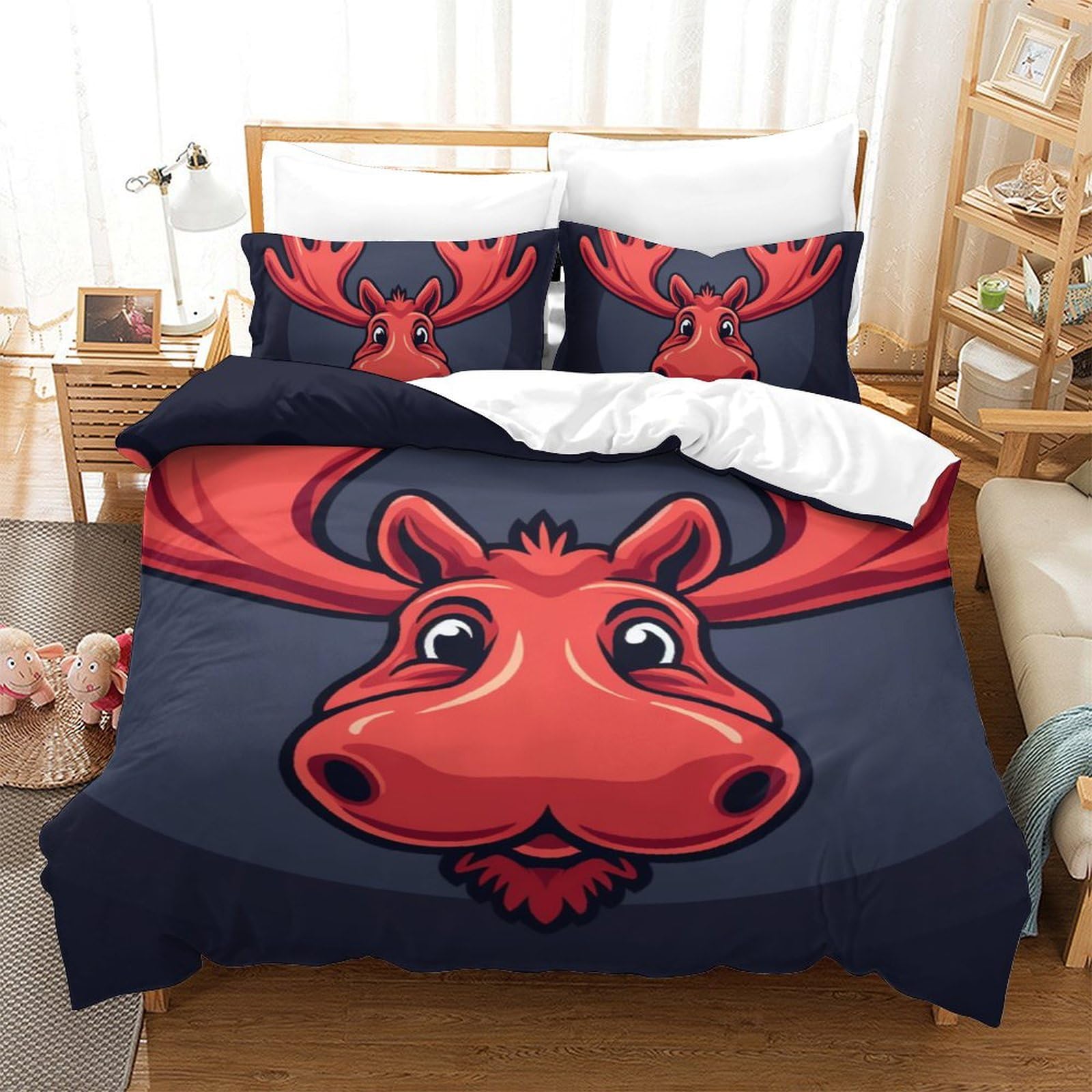 Housse de couette motif wapiti 3D pour une ambiance chalet de montagne