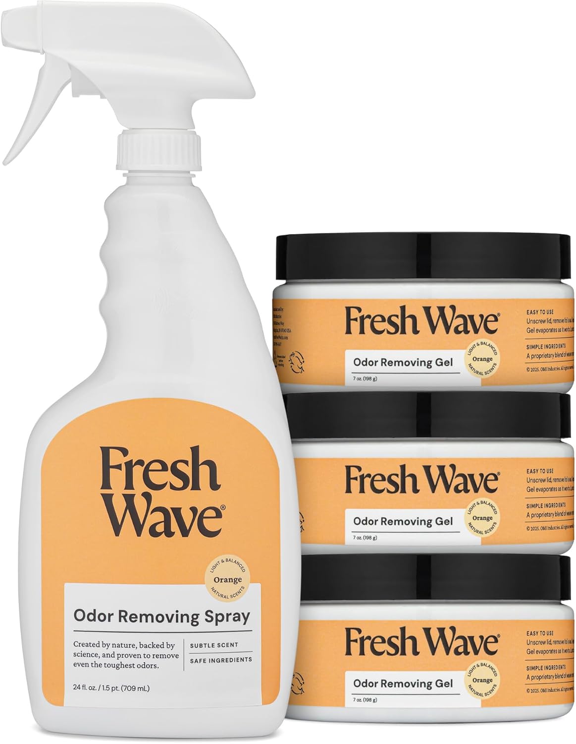 Orange Home Odor Solutions Bundle 3-Pack 7 oz. Gel & 24 fl. oz. Spray