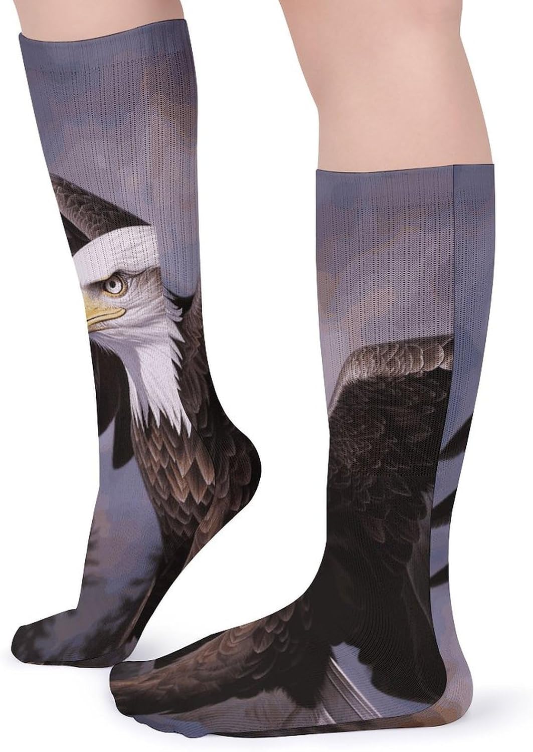 Bald Eagle Crew Socks Cozy Casual Calf Socks Lightweight Long Work Sock Breathable Athletic Sock for Hiking Sports Running 5 Pairs