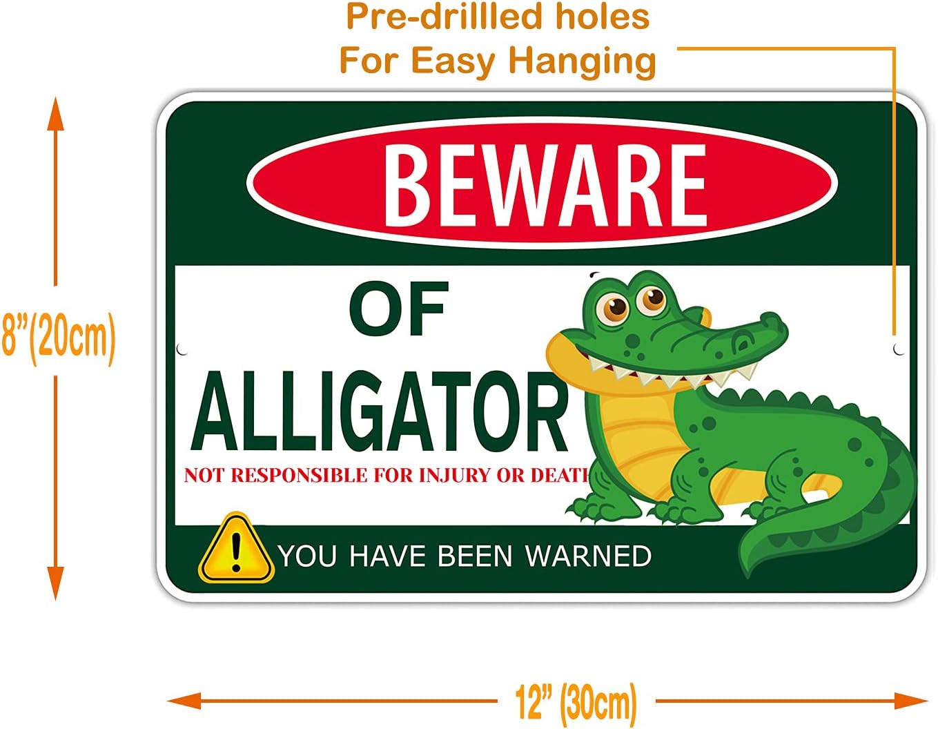 Beware of Alligaror Metal Tin Sign Funny Alligaror Sign Gifts for Boys Room Wall Decor,Kids Alligaror Tank Products Party Bathroom Baby Decorations Jaw Posters—Aluminum-8x 12Inches—Alligaror-1 image 4