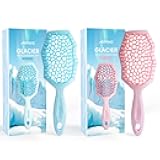 Glacier Detangling Brush, Pain-Free Detangler Brush for Curly Hair Wet & Dry Use, Glide Through Tangles with Ease, Vented Hairbrush for Women's 2c to 4c Curls（Blue+Pink)