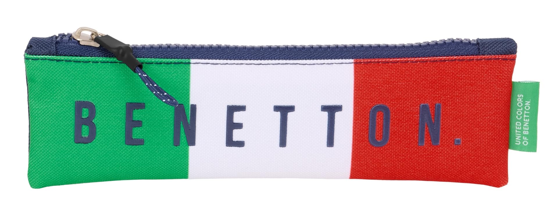 Safta BENETTON FLAG – School Pencil Case, Children's Pencil Case, Ideal for Children from 5 to 14 Years, Comfortable and Versatile, Quality and Resistance, 20 x 60 cm, navy, M, Casual