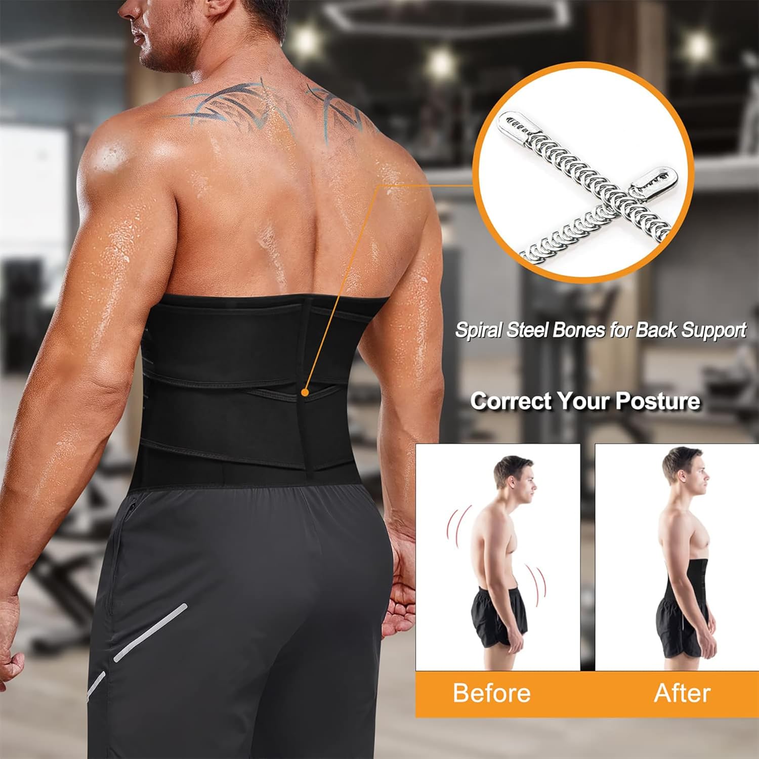 Fascia Addominale Uomo Neoprene - Brucia Grassi, Supporto Schiena, Regolabile - Foto 14