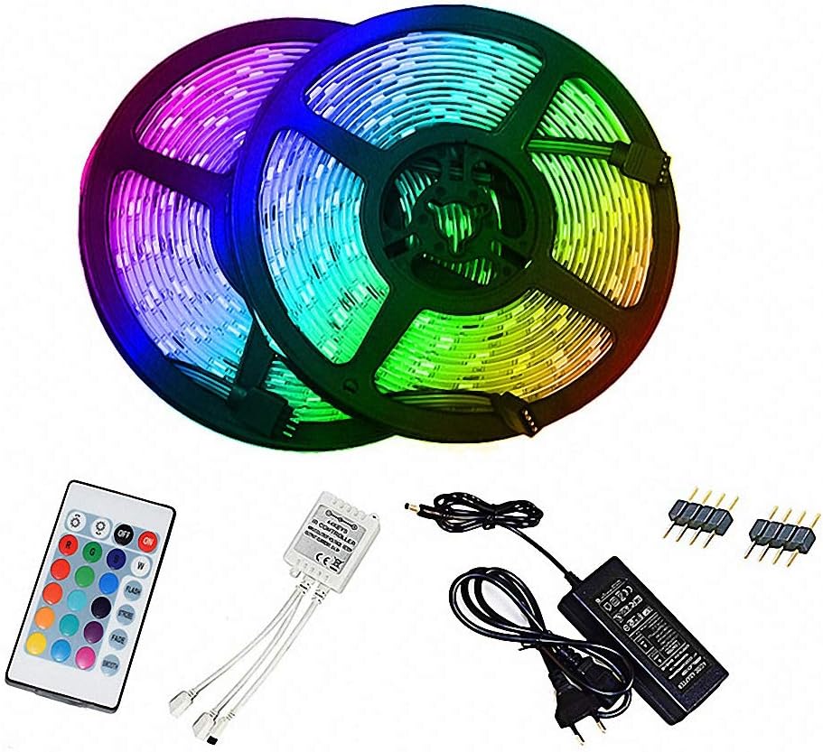 Ulalaza Smart LED Strip Lights Color Changing 32.8ft/10M Flexible 5050 RGB Led Lights Kit with Remote Easy Installation for TV Backlight Bedroom Multicolor Decoration