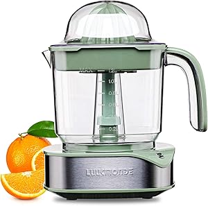 Electric Citrus Juicer 1.2L Large Volume - Orange Juicer with Powerful Motor and LED Working Lamp - Lemon Squeezer Electric for Orange Lemon Lime Grapefruit Green by LUUKMONDE