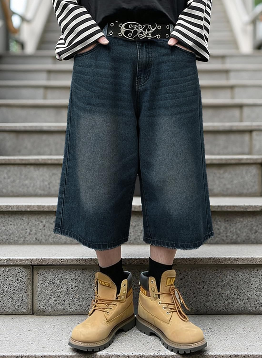 Mens Baggy Jean Shorts Y2K Jorts Denim Shorts Men Loose Fit Wide Leg 16.5 Inch Inseam Jorts Streetwear Baggy Shorts