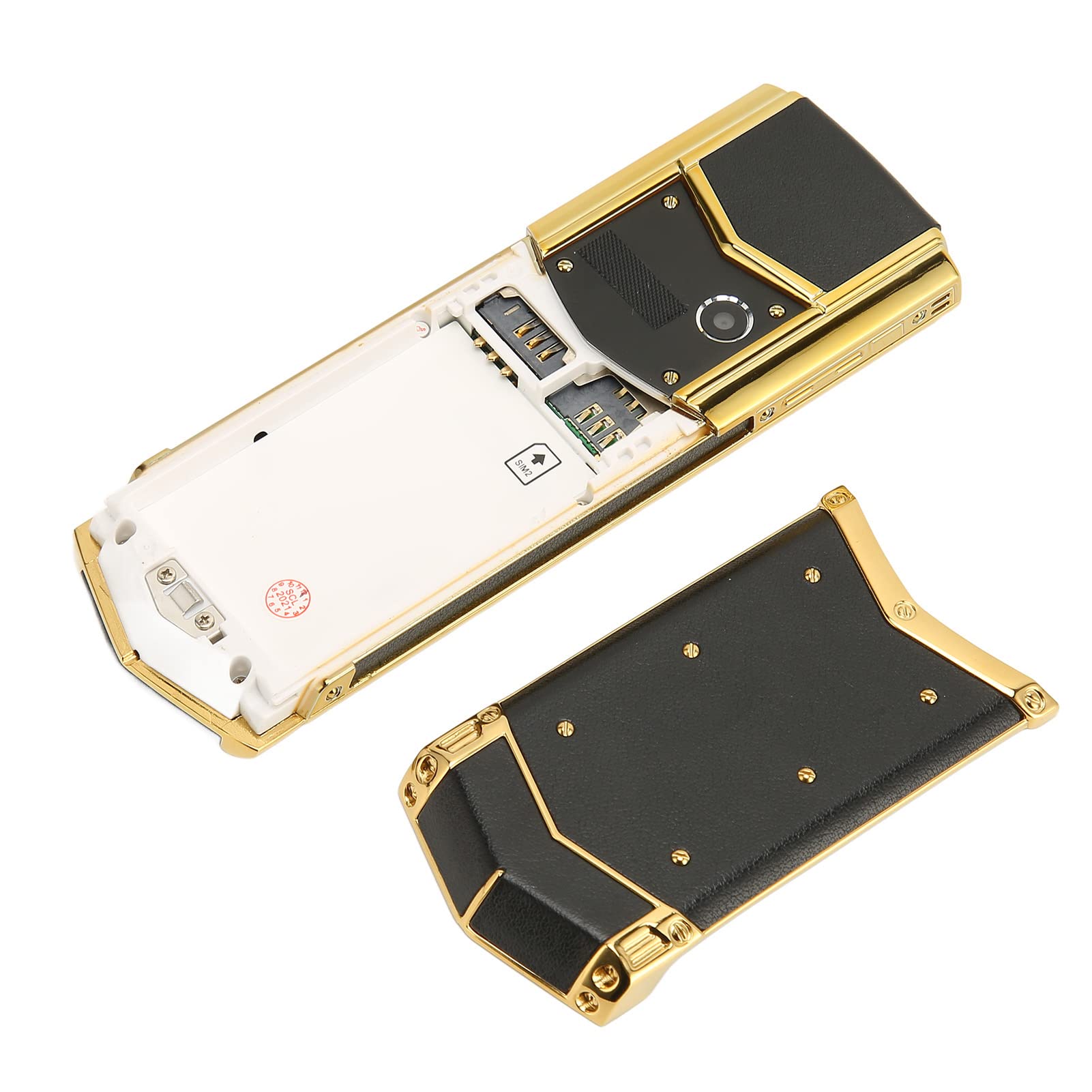 Telefon Komórkowy z prostą deską, Mini Smartfon, sieć 1,5 Cala 2G Dual SIM Dual Stand By 1600mAh dla Starszych Studentów Cienka Mała Przenośna Klawiatura Zapasowa Telefon Komórkowy (Czarne złoto)