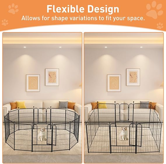 Dog Playpen 32 Inch Ideal Dog Fence for Small and Medium Dogs Indoor & Outdoor Bliss, Perfect Dog Pen for Camping, Yard, RV, Garden Fence, Black (Black, 32in, 12)