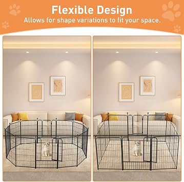 Dog Playpen 32 Inch Ideal Dog Fence for Small and Medium Dogs Indoor & Outdoor Bliss, Perfect Dog Pen for Camping, Yard, RV, Garden Fence, Black (Black, 32in, 12)