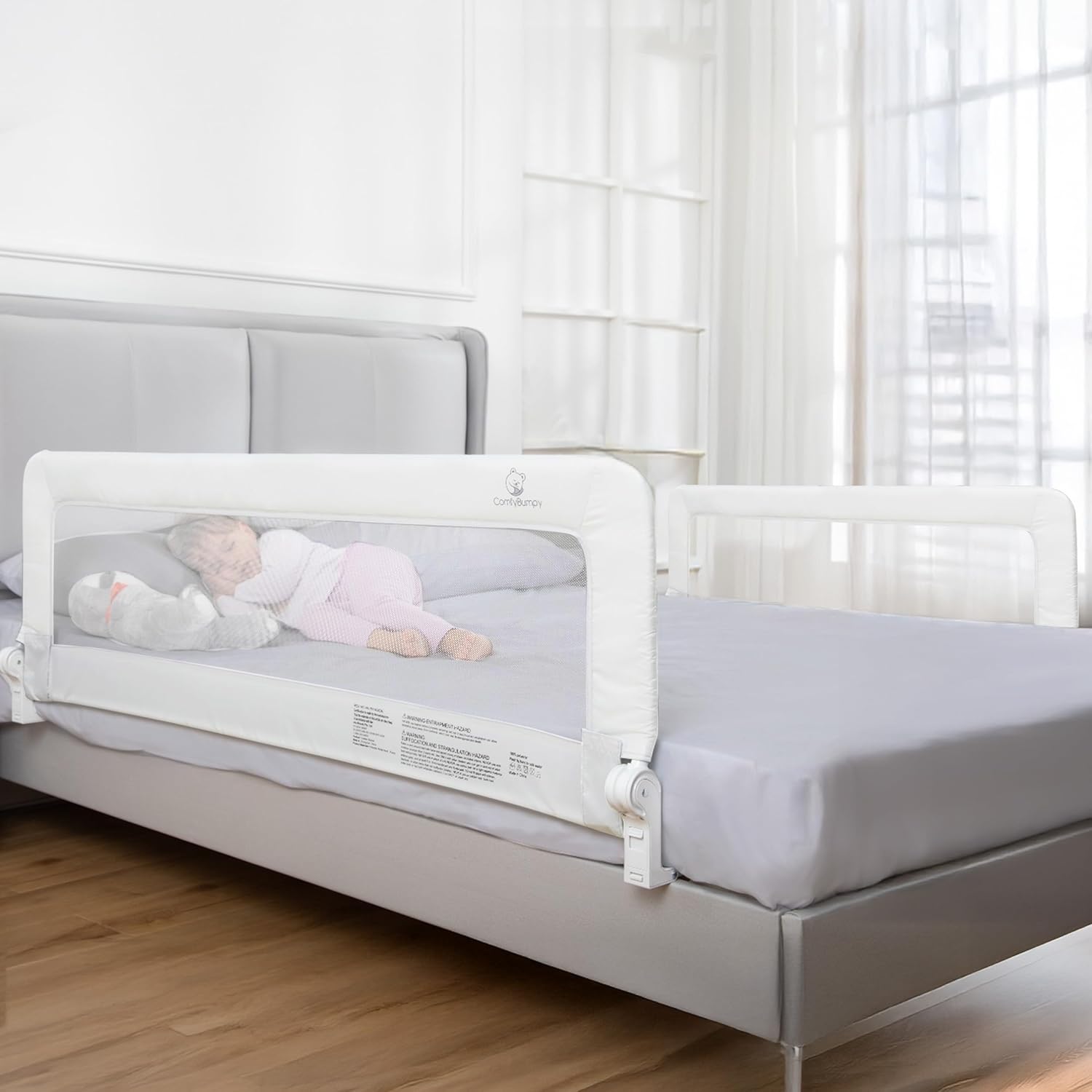 ComfyBumpy 2-Pack Bed Rail for Toddlers 55.5" L x 19.5" H | Toddler Bed Rails for Twin, Full, Queen & King Mattress Size | Swing Down Rail Guard | Mattress Side Rail for Kids | White White 55.5”L x 19.5”H | 2-Pack