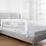 ComfyBumpy 2-Pack Bed Rail for Toddlers 55.5 L x 19.5 H | Toddler Bed Rails for Twin, Full, Queen & King Mattress Size | Swing Down Rail Guard | Mattress Side Rail for Kids | White