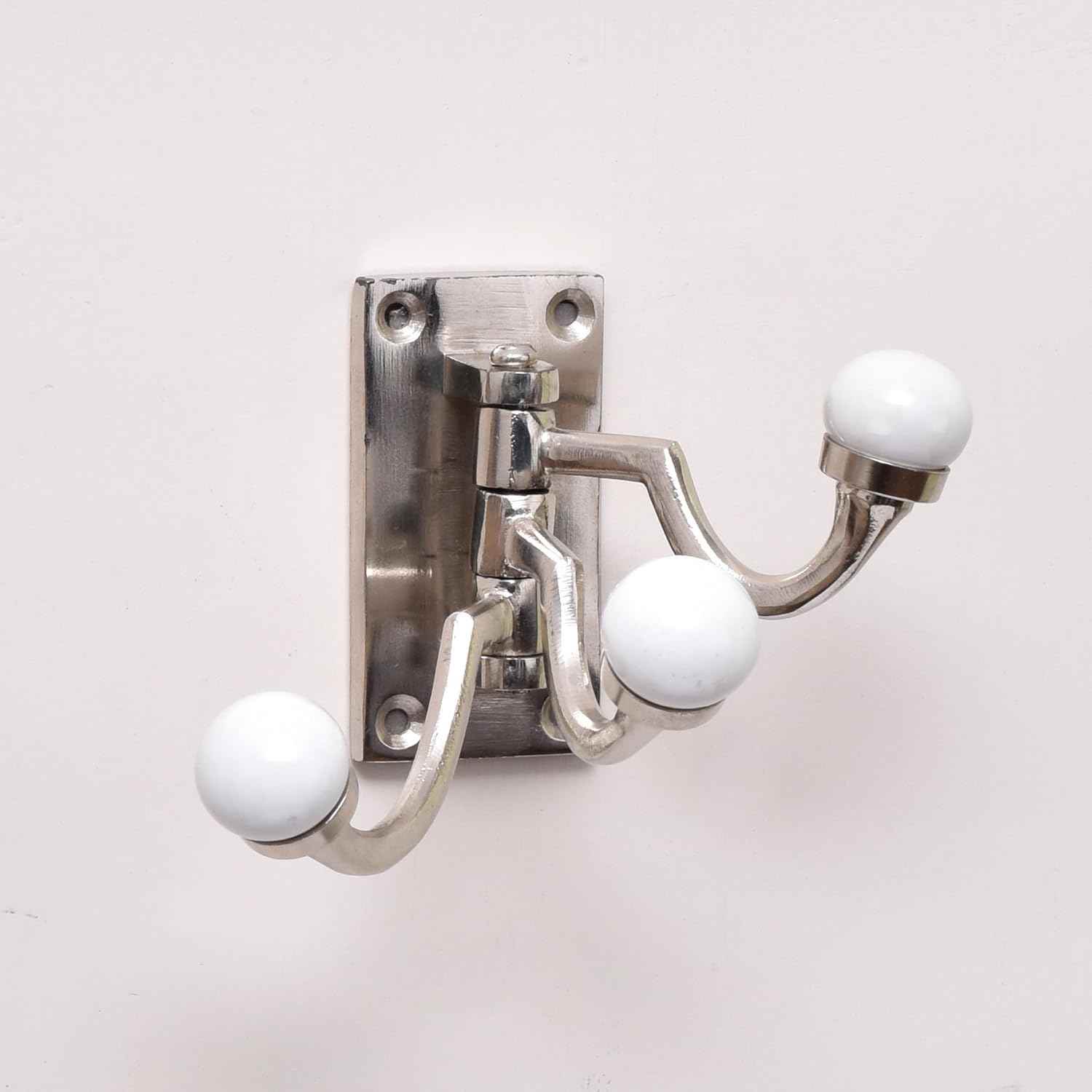Indian Shelf Decorative Chrome Swivel Wall Hooks Iron Ceramic Antique Foldable Coat Hooks for Hanging 3 Prong Folding Vintage Towel Holder Tri Arm Robe Hook Unique Hat Purse Hanger