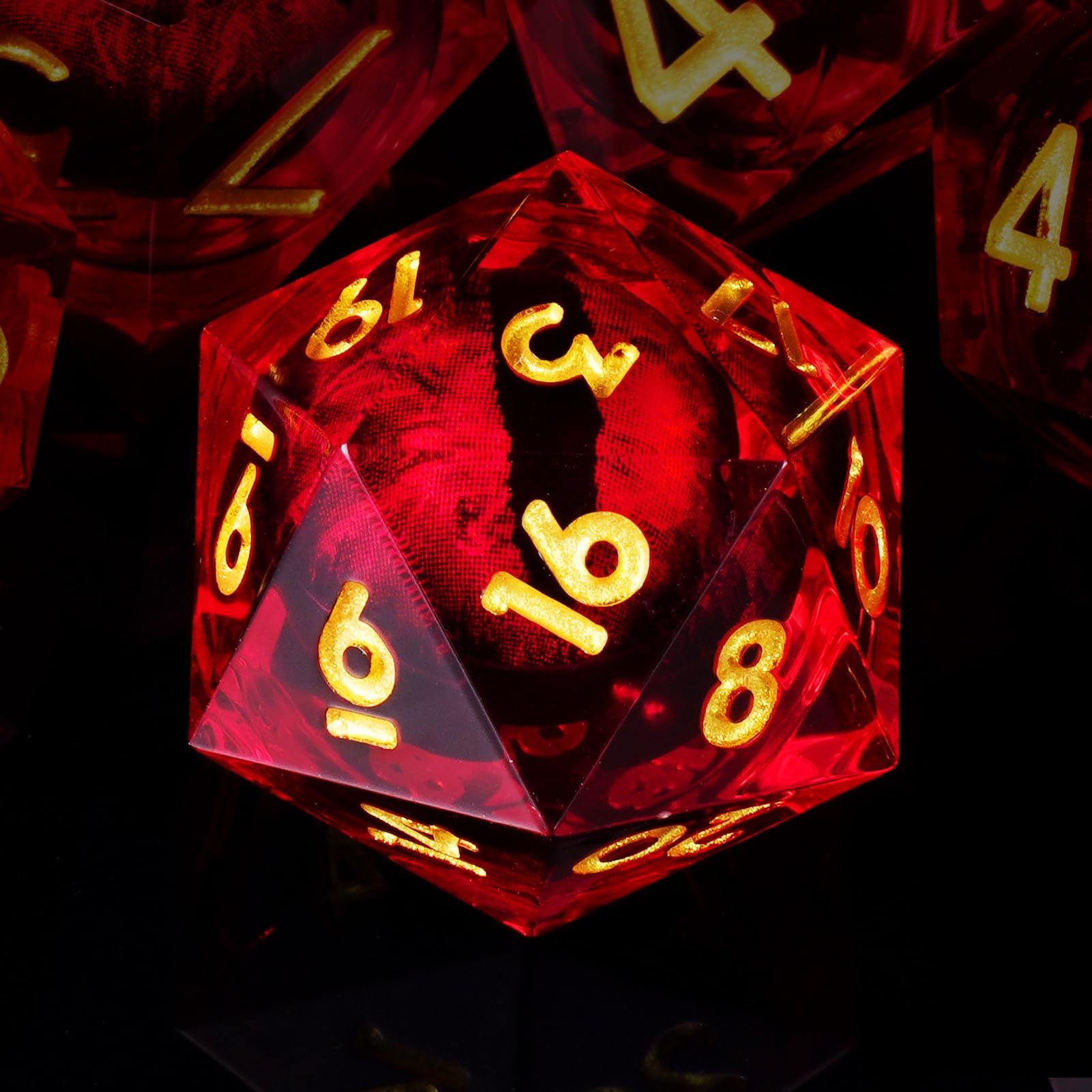 ORUZA 7 PCS Dragon Eye DND Dice Liquid Core D&D Dice Resin Sharp Edge Polyhedral D&D Dice Set for Dungeons and Dragons Role Playing Die D20 D12 D10 D8 D6 D4 D%