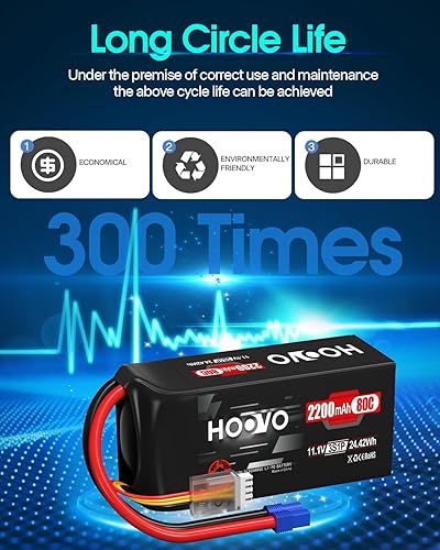 Miniatura 6 de HOOVO 3S Lipo Battery 2200mAh 80C 11.1V Shorty Lipo Batería Softcase con conector EC3 para drone RC Quadcopter helicóptero avión FPV RC Car, 2