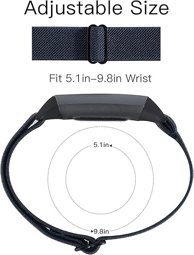 Miniatura 9 de YONWORTH Correa de reloj ajustable de nailon elástica compatible con Fitbit Charge 4/Charge 3/SE, correa elástica de nailon transpirable, correa