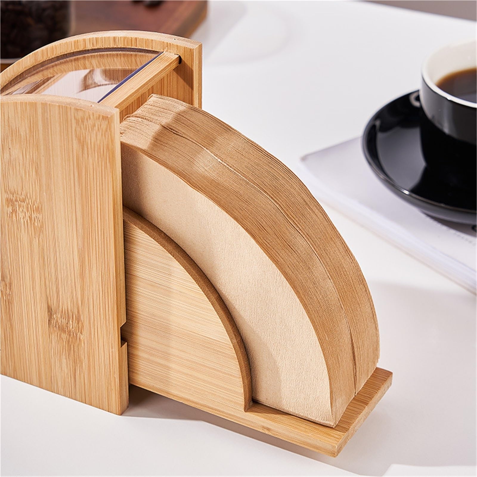 Kaffeefilter-Halter Kaffeefilterpapierhalter aus Holz, Kaffeefilterbox, passend for Filterpapierhalter, Kapazität von 100 Stück Papierfiltern(14.1 * 8.2 * 15.2CM)