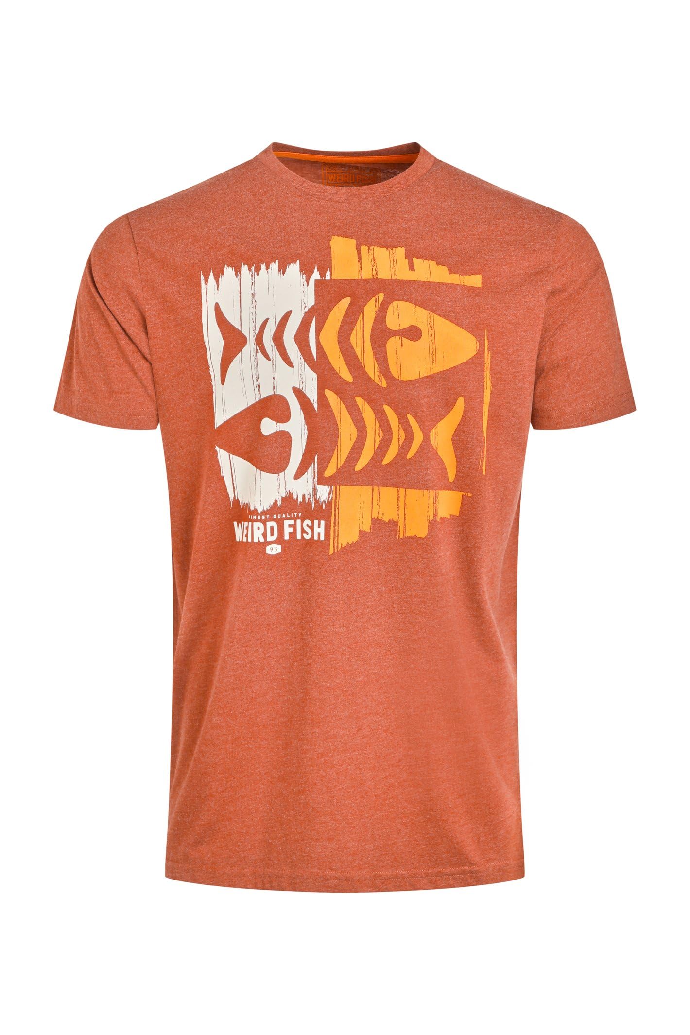 Weird Fish Double Fish Front Print Graphic T-Shirt Rust Leaves Size 4XL