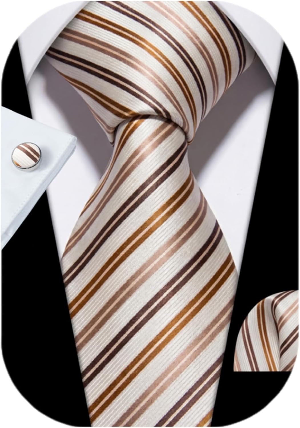 Rayhop Mens' tie set Tie&pocket square&cuffs silk Neckties for men 3-pieces Set