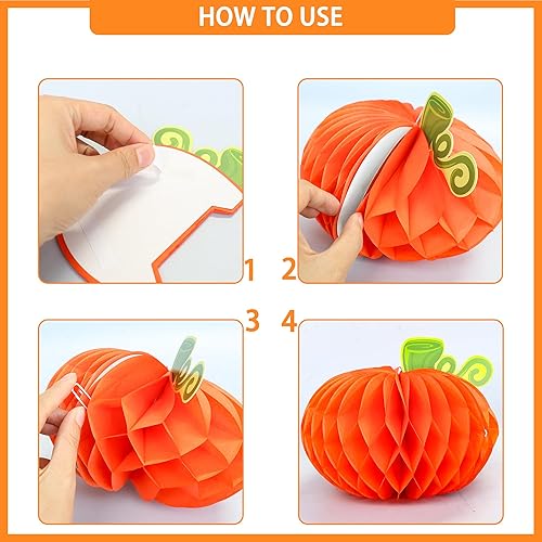 Miniatura 2 de Gyufise 6 centros de mesa de calabaza, calabaza de papel, panal, calabaza, centros de mesa de calabaza, calabazas de tejido 3D, decoración colgante