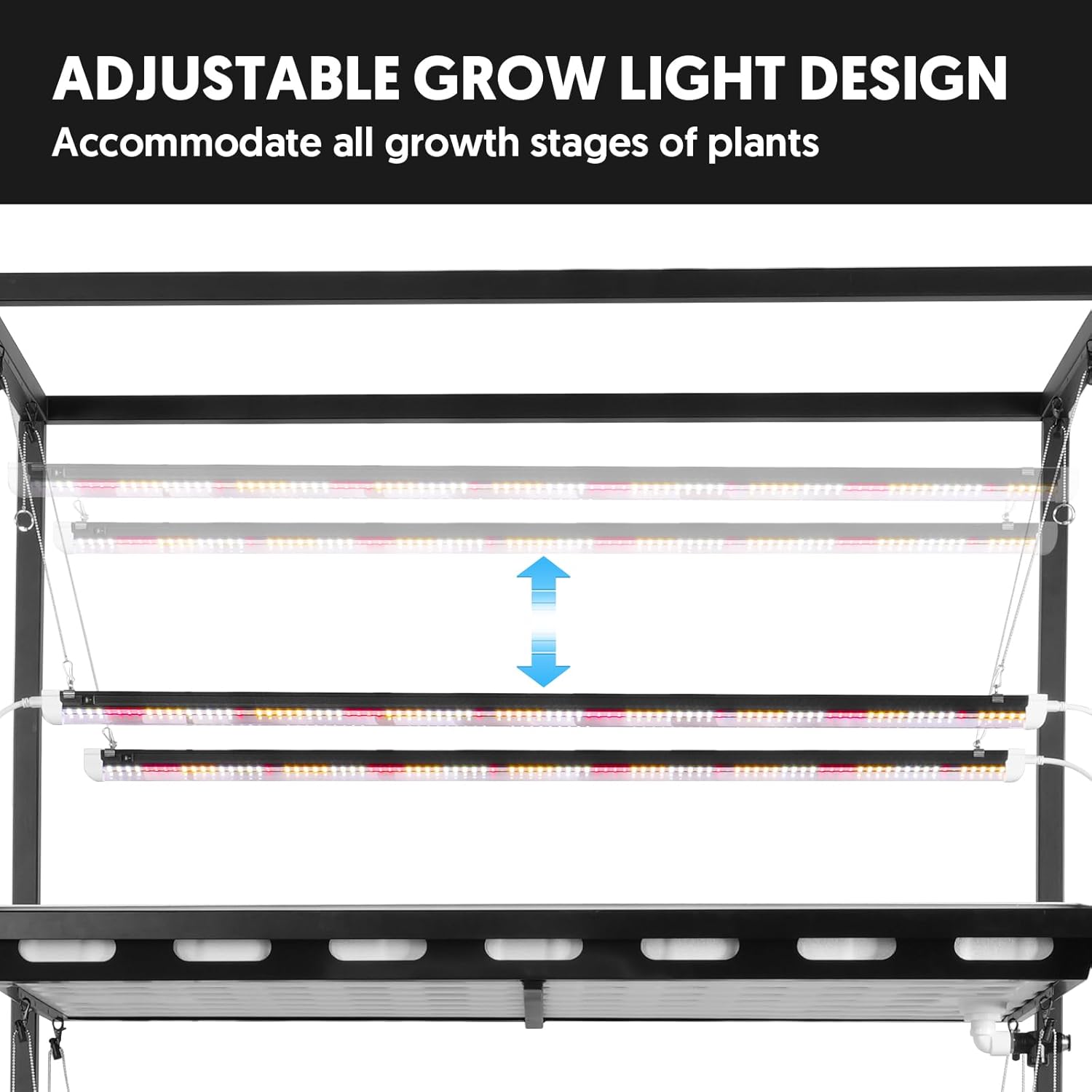 Indoor Greenhouse with Full Spectrum LED Grow Light and Tent, Indoor Gardening System with Watertight Plant Shelf Trays, 3-Tier Metal Plant Stand with Wheels, Microgreens Growing Kit