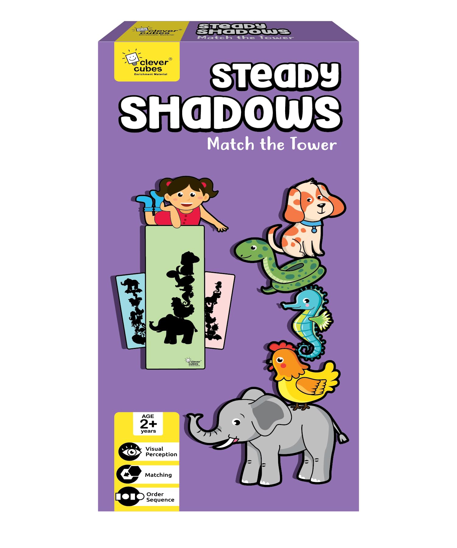 Steady Shadows | Animal Puzzles for Ages 2 3 4 Years | Educational Shadow Matching Stacking | Prescool Toddler Activity Games for Girls Boys | Concentration Observation Motor Skills