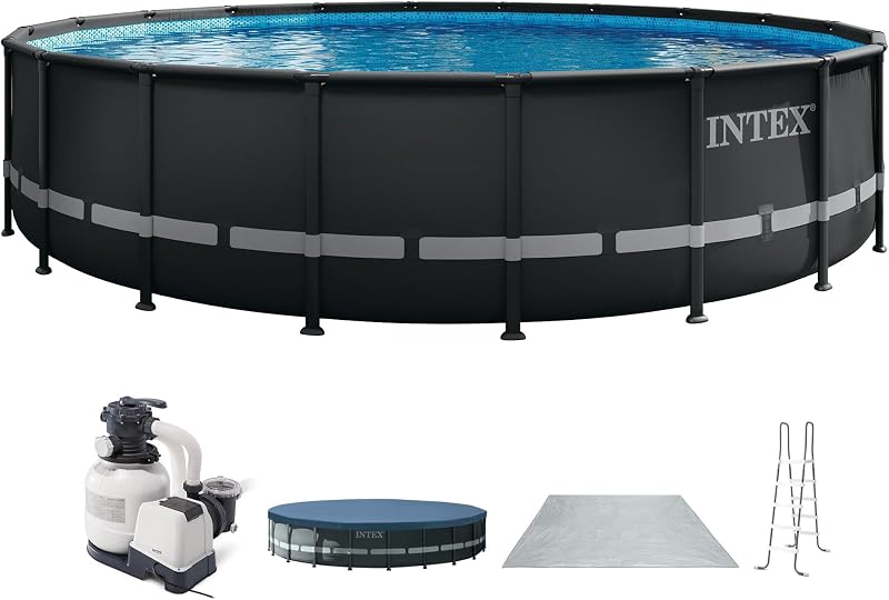 INTEX Ultra XTR 26ft x 52in Round Above Ground Swimming Pool Set w/Pump | 26345ST - 2800 GPH Sand Filter Pump, Ladder, Pool Cover & Ground Cloth Included - Strong Galvanized Steel Frame