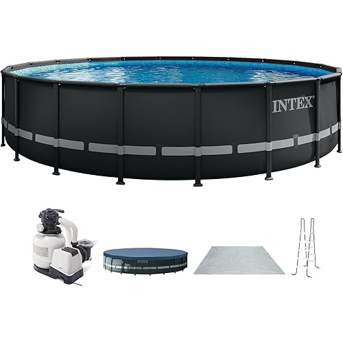 INTEX Ultra XTR 26 ft x 52 in Above Ground Pool Set, Round Swimming Pool with Steel Frame, 2800 GPH Sand Filter Pump, Ladder, Cover, & Ground Cloth