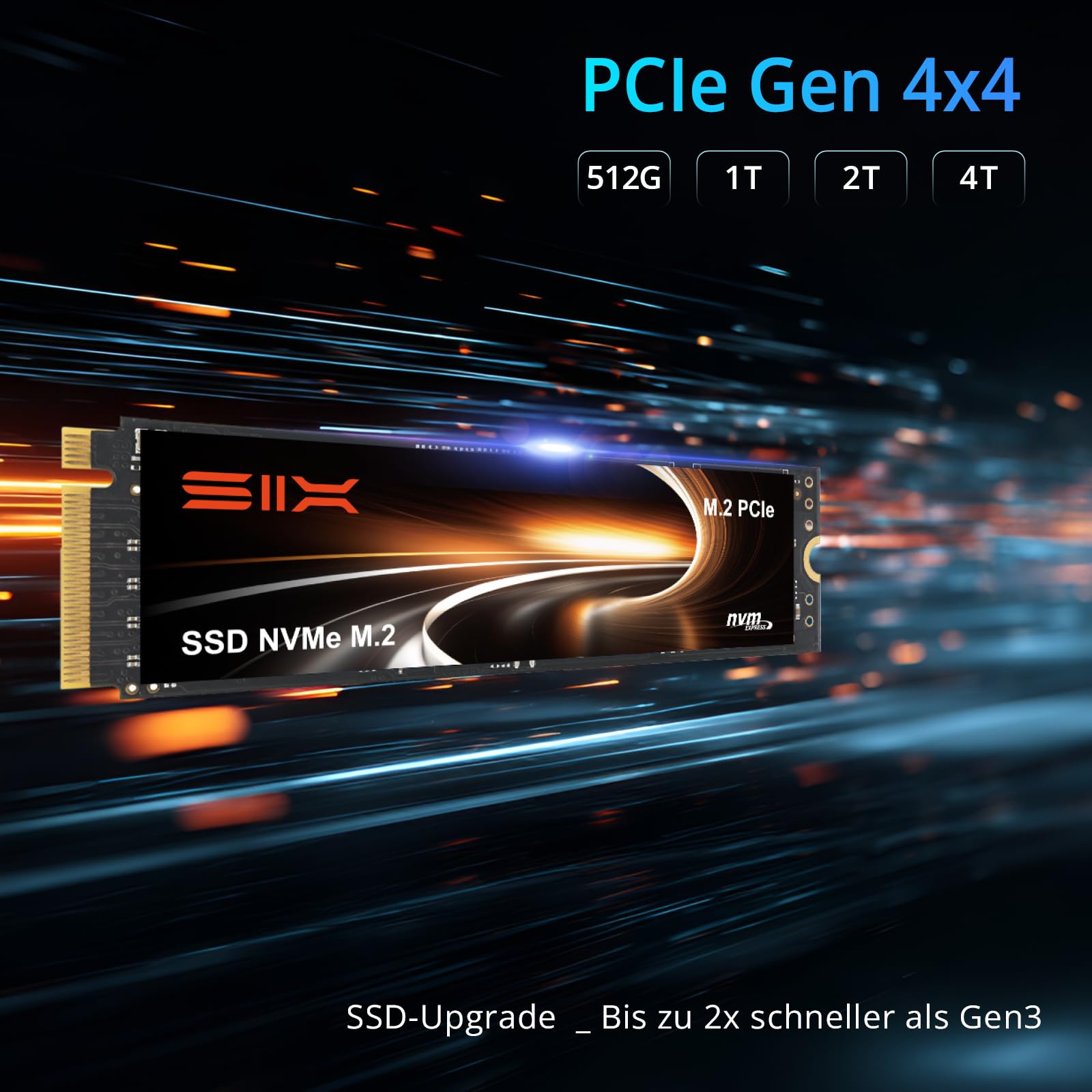 SIX NVME M.2 SSD PCIe 4.0-512G 2280 ssd, Lesen bis zu 7.000MB/s für Gaming PS5 Speichererweiterung mit heatsink, Interne Solid-State-Laufwerk gen 4x4 für Laptop Desktop