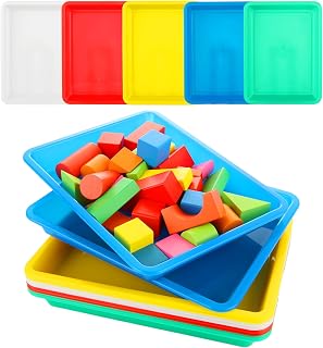 25 Pack 5 Colors Plastic Art Tray, Colorful Sensory Tray Craft Activity Tray Plastic Trays Organizer Tray for Lego, Sand, Beads, Painting, Jewelry, 11.0 x 8.3 x 1.2 Inch