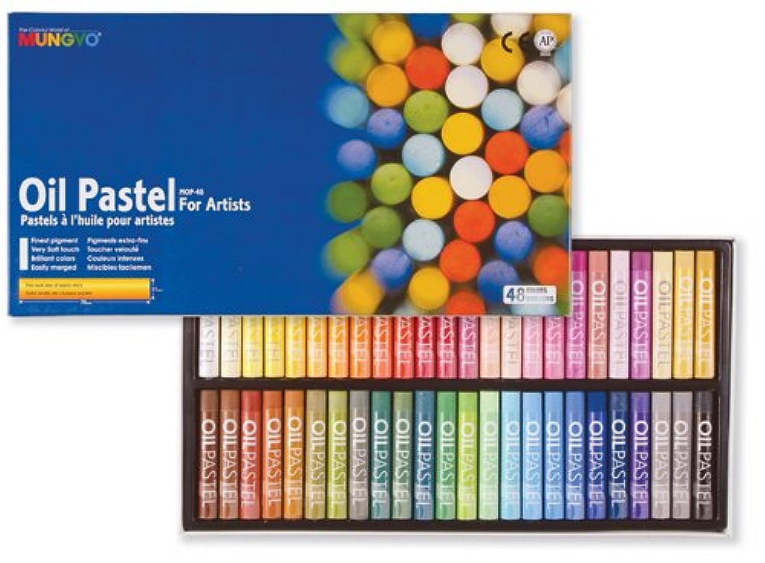 Pastel Huile Mungyo Pigmentation Extra-fine Texture Onctueuse Pouvoir Couvrant 70mm Diamètre 11mm Lot de 48 Assortis