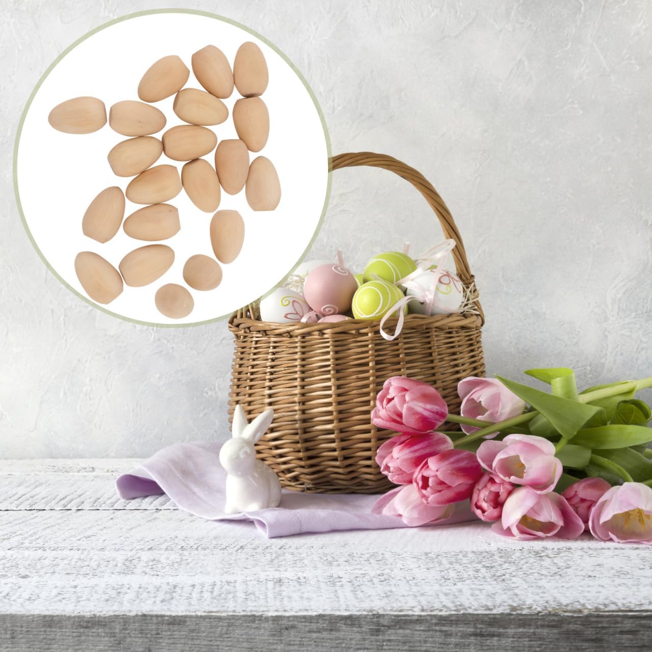 Kisangel 20pcs Unfinished Wood Eggs Smooth Flat Bottom Wooden Easter Craft Eggs for Easter Display Smooth Ready to Paint and Decorate S(0.9x0.9x1.4inch) - Image 3