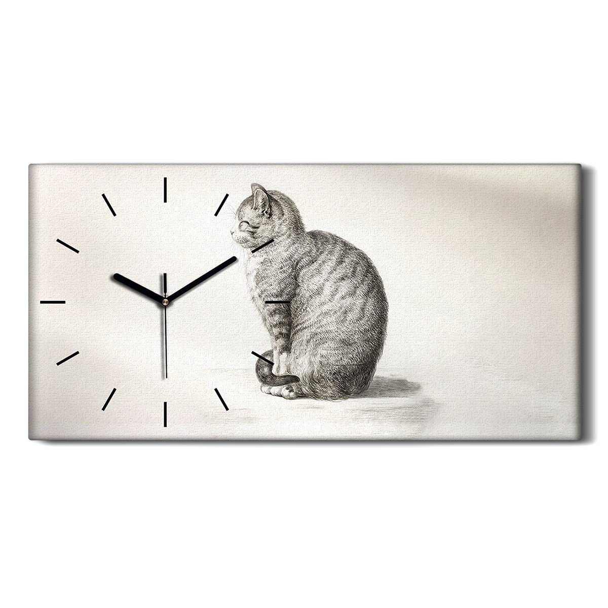 Horloge murale silencieuse chat avec mains noires pour chambre