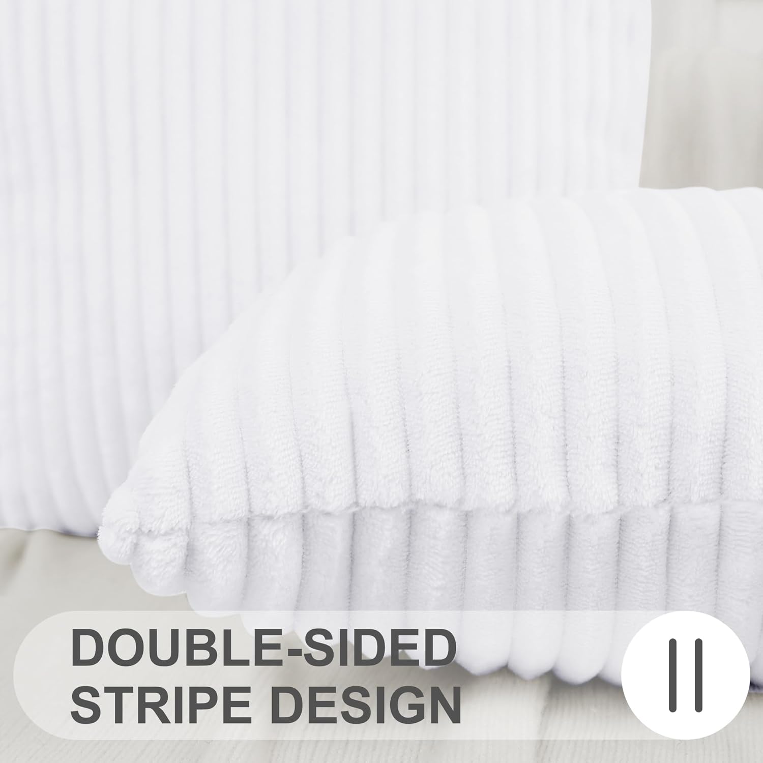 Simmore Decorative Spring Throw Pillow Covers 18x18 Set of 2, Soft Natural Plush Flannel Double-Sided Fluffy Couch Pillow Covers for Sofa Living Room, White - Image 4