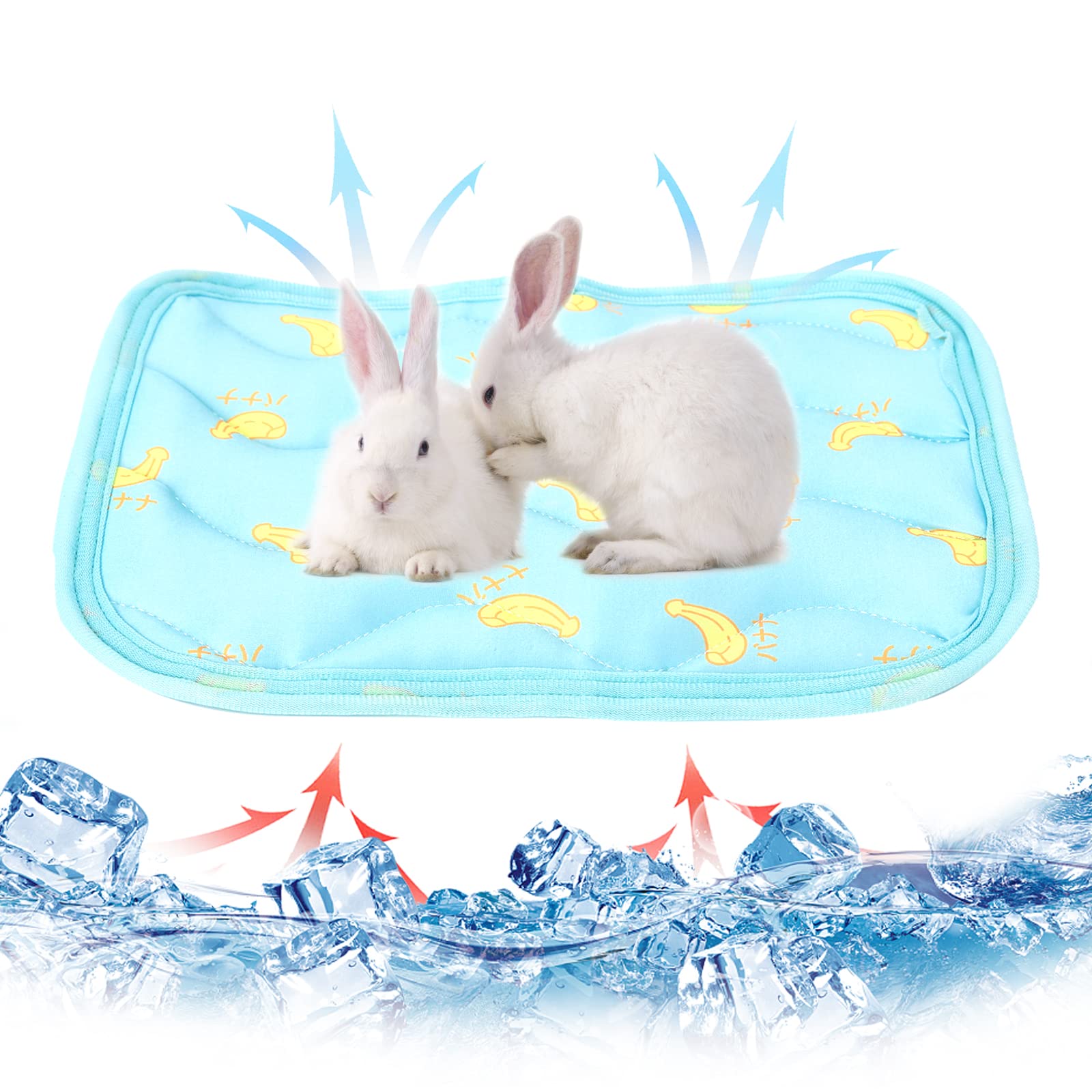 2Pcs Pequeños Animales Enfriamiento Estera Cama Conejo Hámster Enfriamiento Pad Verano Hielo Seda Dormir Cama para Pequeña Mascota Cachorro Guinea Cerdos Hámster Conejos Hámsters (Plátano)