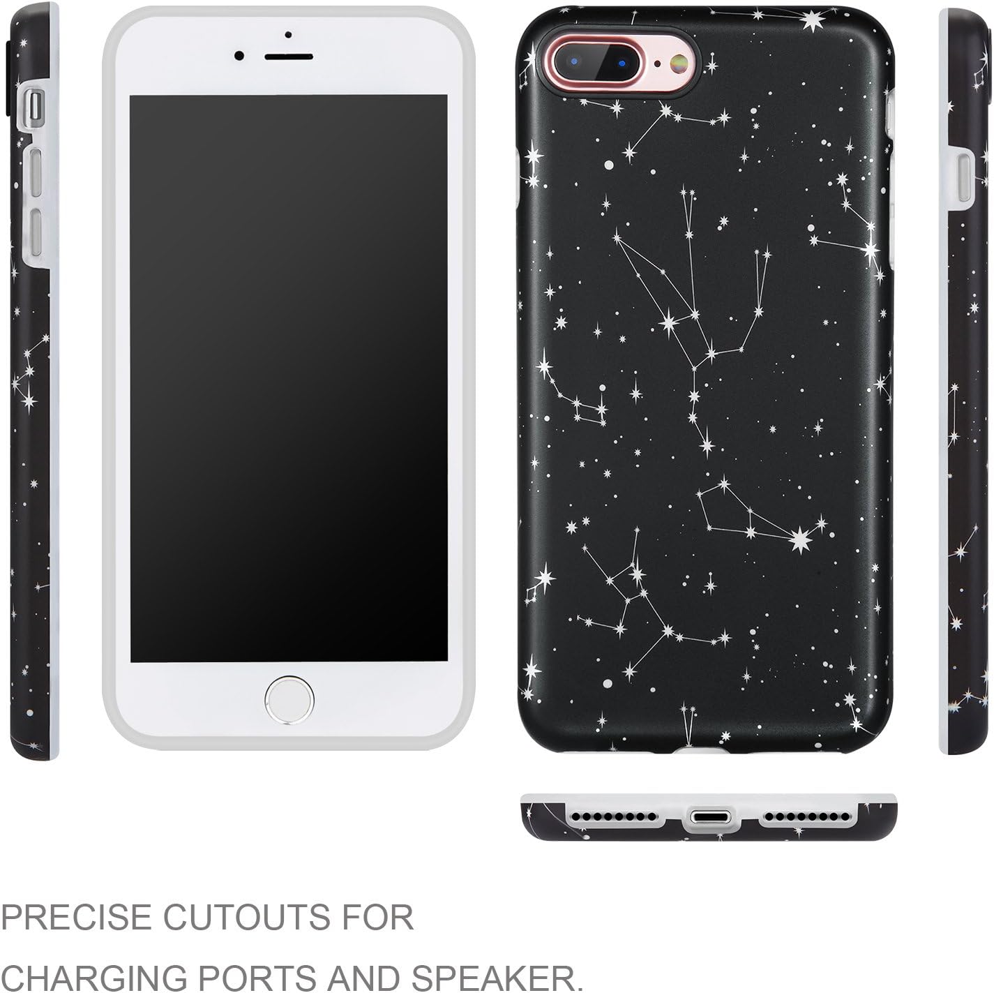 LUMARKE iPhone 7 Plus Case,iPhone 8 Plus Case, Zodiac Black Slim-Fit Glossy TPU Cute Clear Bumper Soft Rubber Silicone Thin Protective Phone Case Cover for iPhone 7 Plus iPhone 8 Plus