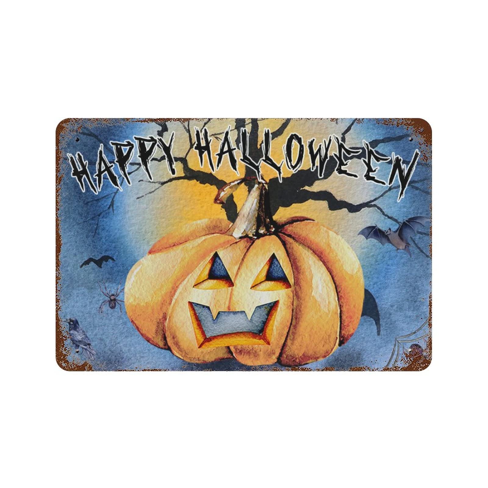 Panneau Happy Halloween citrouille fantôme plaque métal aluminium jardin 30x45