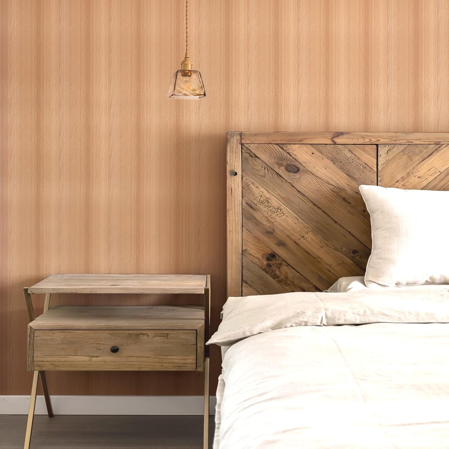 Brown Wallpaper Wood Contact Paper 15.7''x 196.8'' Peel and Stick Waterproof and Self-Adhesive Wallpaper for Countertop Cabinets Desk Wood Grain Wall Paper