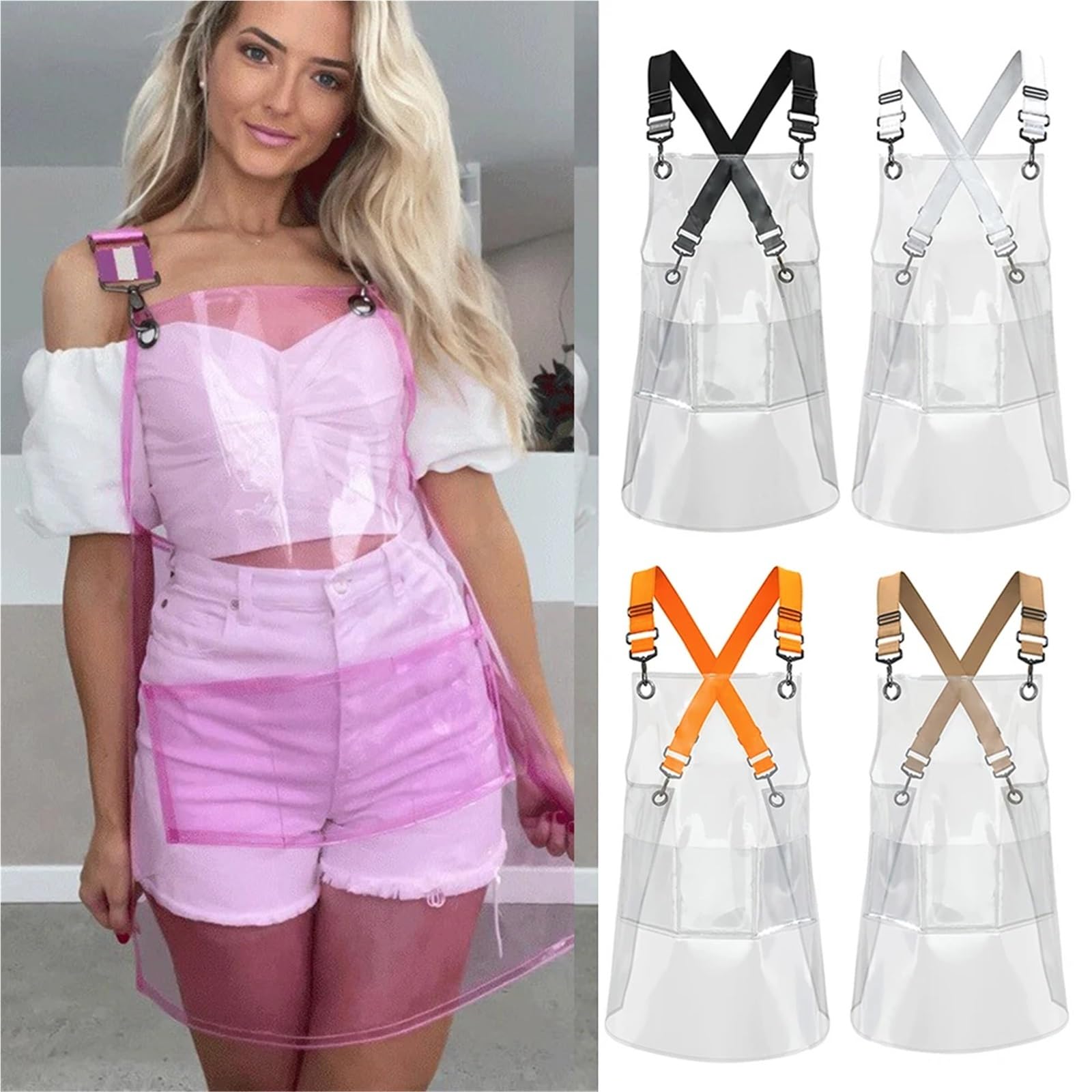Delantal transparente Delantal Popular impermeable de TPU for peluquero, corte pelo, pintura antiincrustante a prueba aceite, ropa trabajo for hombres y mujeres, delantal cocina