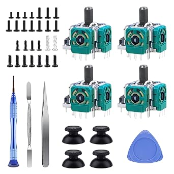 DUXICEPIN Kit for P5 Controller,39 PCS P5 controller Joysticks Part Replacement Thumbsticks with Repair Screwdriver Kit for P5 controller DualSense Non-drift Controller with 4 Joystick, 4 Thumbstick, a set metal tools and More