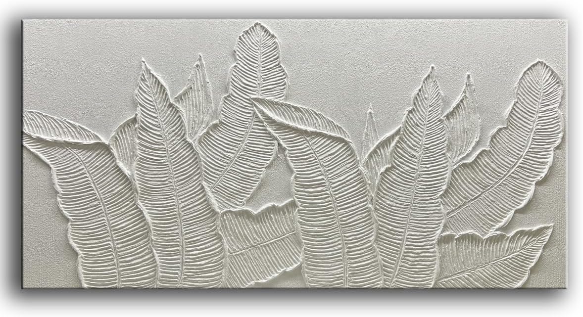 YaSheng Art- Modern minimalist 3D textured wall art Oil Paintings on Canvas Green plant paintings handmade Abstract artwork painting large canvas wall art Home Wall Art Deco Picture 30X60 Inches