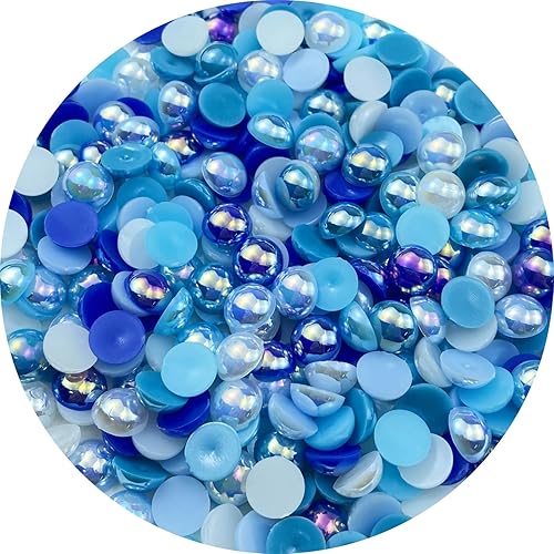 Diamantes de imitación de resina de perlas azules de 4.23 oz para manualidades, 8800 unidades de tamaño mixto de 0.236 onzas, cuentas de medias