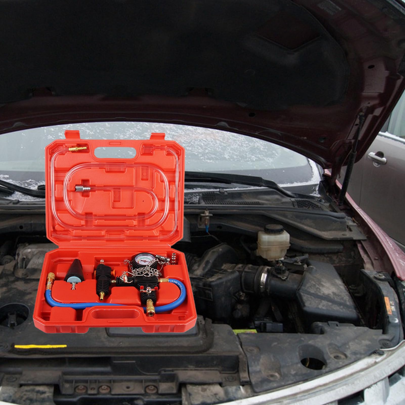 Kit Ricarica Sottovuoto per Liquido Refrigerante Tester Perdite Manometro | Test Perdite Di Raffreddamento Da Officina di Riparazione Auto, Camion e Veicoli