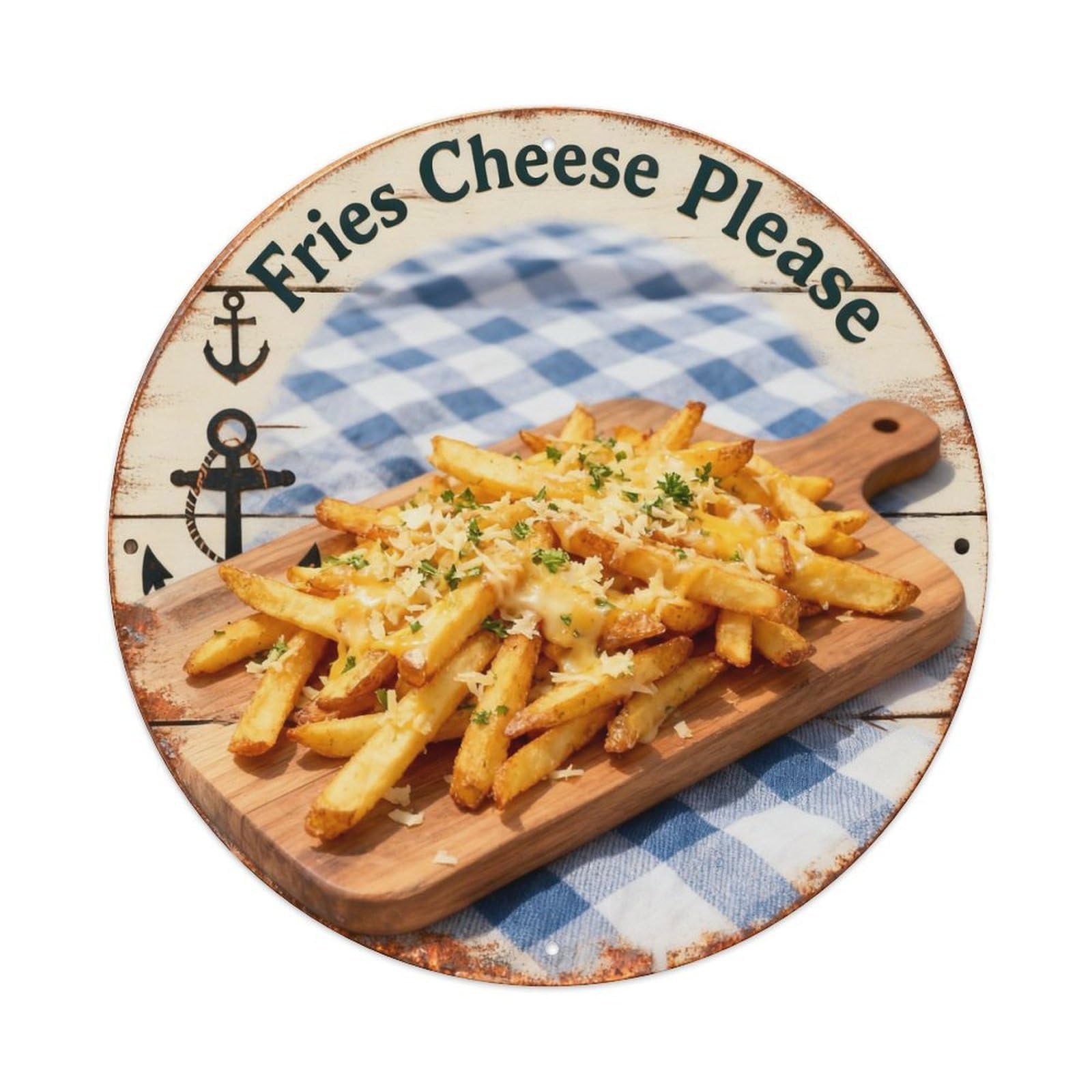 Fries Cheese Please Sign Metal Tin Sign Plaque