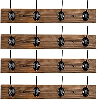 Vista 10 de Ganchos para Abrigos Montados en la Pared, Perchero de Madera para Sombreros con 4 Ganchos para Entrada, Baño, Dormitorio (Marrón)